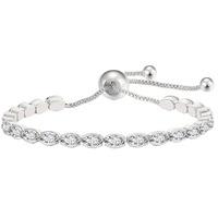 Yellow Chimes Bracelet for Women and Girls White Crystal Bracelets for Women and Girls | Silver Toned Adjustable Chain Bracelet for Girls Tennis Bracelet | Birthday Gift For girls and women Anniversary Gift for Wife
