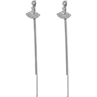 Yellow Chimes Danglers Earrings for Women Fashion Earrings For Girls | Long Chain Silver Toned Dangler Earrings | Birthday Gift For Girls Anniversary Gift for Wife
