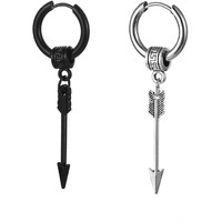 Yellow Chimes Earrings for Men and Boys 2 Pcs Stainless Steel Arrow Dangle Huggie Hoop Earrings for Men | Accessoriess Jewellery for Men | Birthday Gift for Men and Boys Anniversary Gift for Husband