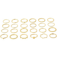 Yellow Chimes Rings for Women and Girls Fashion Aesthetic Golden Ring Set | Gold Plated Aesthetic Ring Knuckle Rings Set 24 Pcs Combo Rings | Birthday Gift For Girls and Women