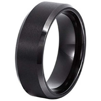Yellow Chimes Rings for Women Black Ring 316L Stainless Steel Black Band Ring Women and Girls