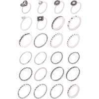 Yellow Chimes Rings for Women and Girls Fashion Aesthetic Oxidised Silver Ring Set | Silver Oxidised Plated Aesthetic Ring Knuckle Rings Set 24 Pcs Combo Rings | Birthday Gift For Girls and Women