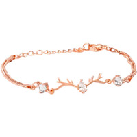 Yellow Chimes Bracelet for Women and Girls Cuff Kadaa Bracelets for Women Valentines Special Love Heart Crystal Rose Gold Plated Bracelet | Anniversary Valentine Gift for Wife Girls (Design 5)