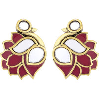 Voylla Oxidised Gold Brass Enameled Bird Motif Traditional Style Earrings for Women and Girls