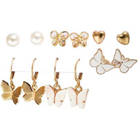 ANNACREATIONS Stylish combo of pearl stud hoop earrings set for Women & Girls (Set of 6)