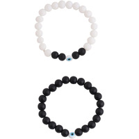 Yellow Chimes Evil Eye Bracelet For Women and Men | Fashion Blue Eye Stone White Bracelet Unisex Nazar Hand Bands Bracelet | Accessories Jewellery for Women | Birthday Gift for Girls & Boys (Design 5)