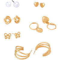 Yellow Chimes Earrings for Women and Girls | Fashion Gold Pearls Studded Hoops | Gold Plated Earring Set | Western Earrings Combo | Birthday Anniversary Gift for Girls Women Wife (Design 4)