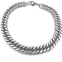THE MEN THING Pure Stainless Steel Cuban Link Figaro Chain Bracelet, American trending Style -Double rope chain Bracelet for Men & Boy (10mm - 8 inch)