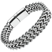THE MEN THING ITALIAN MESH LINK - 11.5mm Pure Titanium Steel Bracelet with Magnetic Buckle for Men & Boy (8 inch)