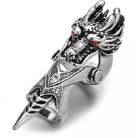 THE MEN THING REDEYEGON - Gothic Adjustable Knuckle Joint Full Finger Ring for Men & Boys