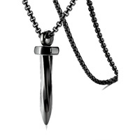 THE MEN THING NAILED IT - Black Tone - Pure Titanium Steel Pendant with 24inch Round Box Chain for Men & Boys
