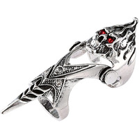THE MEN THING REDEYEKULL - Red Eye Skull Adjustable Knuckle Joint Full Finger Ring for Men & Boys