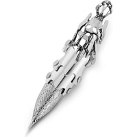 THE MEN THING DLOOP-ARM - Silver Double Loop Knuckle Adjustable Joint Full Finger Ring for Men & Boys