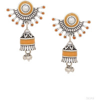 Voylla Oxidised Silver-Toned Contemporary Jhumkas