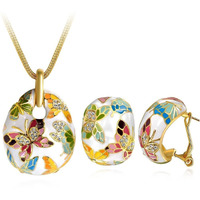 YouBella Gold-plated Crystal Pendant Necklace with Earrings for Women