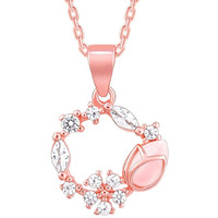 GIVA 925 Silver Rose Gold Drop Wreath Pendant With Link Chain|Gifts For Girlfriend,Rakshabandhan Gift For Sister Bhabhi,Women&Girls|With Certificate Of Authenticity And 925 Stamp|6 Months Warranty*