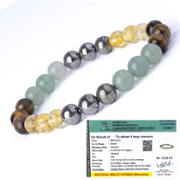GOLDEN QUARTZ - THE CRYSTAL HUB - Money Magnet Crystal Bracelet Certified Unisex for Wealth Income & Prosperity Citrine, 8mm Crystal 24 Beads with Certificate