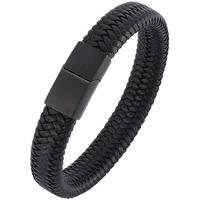 Fashion Frill Stylish Bracelet For Men Leather Bracelet Magnetic Clasp Wraparound Black Charm Bracelets For Men Boys Girls Accessories Mens Jewellery Love Gifts