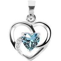 Clara 925 Sterling Silver Heart Charm Pendant Without Chain | Rhodium Plated, Swiss Zirconia | Gift for Women and Girls