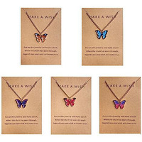 Shining Diva Fashion 5 Pcs Latest Stylish Butterfly Jewellery Necklace Set for Women Pendant Necklace Gifts for Girls (15200np)