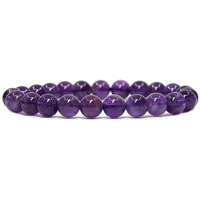 Young & Forever Gift Energized Reiki Crystal Semi Precious Gemstone Amethyst Bracelet for Purification Healing Stone Stretch Bracelet for Men and Women