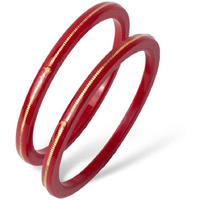 Hem Jewels by Ashok Jewellers 22kt (916) Yellow Gold Handmade Pola Bangles/Wedding Chooda/Churas for Women with Purity Certificate (Set of 2pcs) - Red (2.6 Aani)