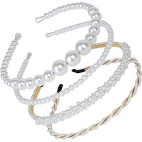 Shining Diva Fashion 4 Pcs Headbands Stylish Pearl Hairbands Hair Accessories Hair Bands for Women Girls (14967hb)