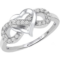 THE MARKETVILLA 925 Sterling Silver Infinity Ring for Women & Girls |Heart Style| - Adjustable Size
