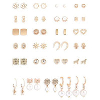 Zaveri Pearls Set of 25 Gold Tone Contemporary Studs & Drop Earrings For Women-ZPFK15140