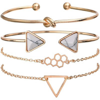 Shining Diva Fashion Set of 4 Multilayer Charm Bangle Gold Plated Bracelet for Women and Girls (Golden) (10695b)
