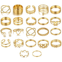 Shining Diva Fashion Stylish Rings for Women and Girls - Set of 22 (Golden) (sd14737r)