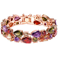 YouBella Jewellery Set Multi-Color AAA Swiss Zircon Rose Gold Crystal Necklace Pendant Ring Bracelet Bangle and Earrings Jewellery Combo for Girls and Women (Bracelet)