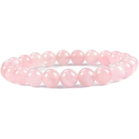 Young & Forever Gift Pink Rose Quartz Certified Reiki Crystal Semi Precious Gemstone Rose Quartz Bracelet for Men and Women (Pink)