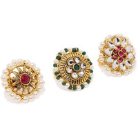 ZAVERI PEARLS Combo Of 3 Traditional Adjustable Finger Ring For Women-ZPFK8732