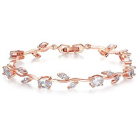 Shining Diva Fashion Stylish 18k Rose Gold Cubic Zirconia Bangle Bracelet for Women (9960b)
