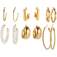 Shining Diva Fashion 6 Pairs Combo Set Latest Stylish Hoop Earrings for Women and Girls (15625er)