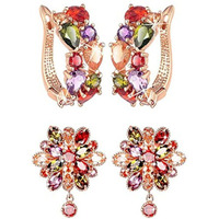 YouBella Jewellery Earrings for Women Combo Set of Two Multi-Color Crystal earings ear rings for Girls and Women (Combo) (Combo)