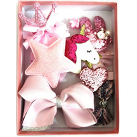 Cuty Kraft Lovely Baby Girl Hair Clip Set with Box for Girls, Pink, 11 Pcs