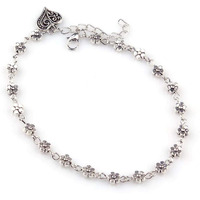 Shining Diva Fashion Oxidised Silver Floral Single Stylish Anklet for Women & Girls(Silver)(9575b)