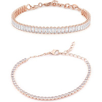 ZAVERI PEARLS Set of 2 Rose Gold Cubic Zirconia Contemporary Tennis Bracelets For Women-ZPFK13431