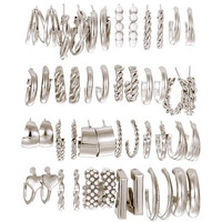 Shining Diva Fashion 24 Pairs Combo Set Latest Stylish Hoop Earrings for Women and Girls (15617er)