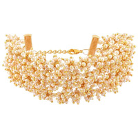 ZAVERI PEARLS Antique Gold Tone Multistrand Clustered Pearls Ethnic Bracelet For Women-ZPFK10113