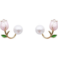 Shining Diva Fashion Latest Stylish Pink Flower Pearl Earrings for Women and Girls (14974er)