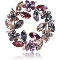 SANNIDHI Crystal Brooch for Women Girls, Floral Saree Pin Brooches, Elegant Rhinestone Garland Brooch Pins for Coat Dress Gown Shawl, Wedding Bridal Ladies Jewelry Gifts
