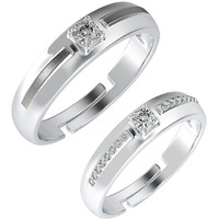 Clara Pure 925 Sterling Silver Nario Adjustable Couple Band, Promise Rings for Lovers | Gift for Men and Women | Partial Matte Finish