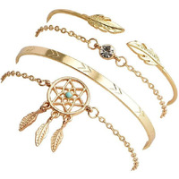 Shining Diva Fashion Set Of 4 Stylish Multilayer Crystal Bangle Charm Bracelet for Women (Golden) (rrsd10711b)