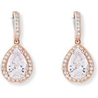 Zaveri Pearls Rose Gold Cubic Zirconia Pear Drop Hoop Earring For Women-ZPFK10673