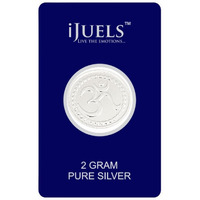 iJuels 999 Purity BIS Hallmarked and Certified Pure Silver 2 Grams SilverCoin blister Pack with certificate of Authenticity