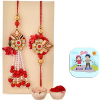 CraftVatika Rakhi for Brother and Bhabhi Bhaiya Bhabhi Rakhi Set Kundan Lumba Rakhi for Bhabhi Sister-in-Law Rakhi Set of 2 Rakhi1 Fridge Magnet