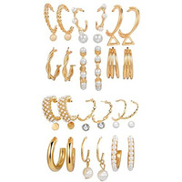 Shining Diva Fashion 18 Pairs Gold Plated Combo Set Latest Stylish Earrings for Women and Girls (Gold) (rrsdcmb297_12789_12906)